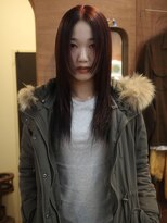 チャプター 問屋町(chapter) ブリーチなしケアカラーレッド顔まわり姫カット