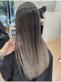 ロングバレイヤージュ/グレージュ/海外ヘア