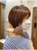 とろみベージュ×ハイライト×大人可愛いショートボブ