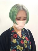 ダブルカラーグリーンベージュカラーケアブリーチ韓国ハイトーン