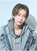 ハイライトセンターパートツーブロックハイトーンカラー金髪