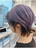 Goofy銀座/逆インナーカラー/バイオレット/前髪無しウルフ