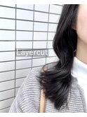 レイヤーカット/外ハネカット/韓国ヘア/グレージュカラー/カット