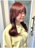 【annuy_shiori】チェリーレッド♪/顔周りカット/韓国ヘア