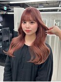 ピンクブラウンベージュ × 韓国風ウェーブロング