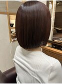 切りっぱなしボブ☆ピンクブラウン
