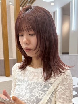 ポジ(poji) 髪質改善カラー パーマ ブラウンカラー ミディアム