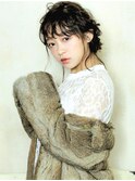 ハイトーンカラーボブウルフココアベージュ黒髪グレージュカラー