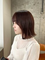 サクラ オモテサンドウ(SAKURA)&nbsp;ピンクブラウン　切りっぱなしボブ　似合わせカット　表参道