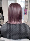 切りっぱなしボブ　顔周りレイヤー　カシスカラー　髪質改善