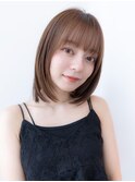 大人かわいい前髪セシルカットココアブラウンフリンジウェーブ