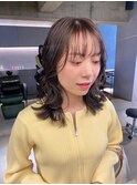 デザインカラーレイヤーカットウェットヘア夏オリーブベージュ