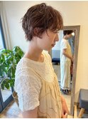 ショートパーマ無造作ニュアンスパーマベージュカラーレイヤー
