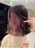 インナーカラーピンク　ケアブリーチ/ダブルカラー