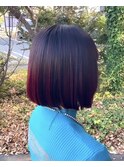 切りっぱなしボブ#ショート#グラデーションカラー#レッド#豊橋