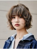 横浜西口レイヤーボブショコラベージュ丸みショートボブ前髪あり