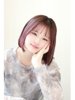 ステラ ヘア デザイン サロン(STELLA hair design salon)&nbsp;ぱっつんボブ　ピンクカラー　アンブレラカラー　S