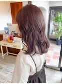 ラベンダーブラウン/おとな可愛いセミロング/ラベンダーベージュ