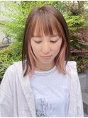 ハッシュボブ/ラウンドバング/コーラルオレンジ