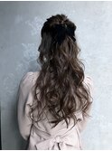 ハーフアップヘアセット結婚式お呼ばれヘアセットダウンスタイル