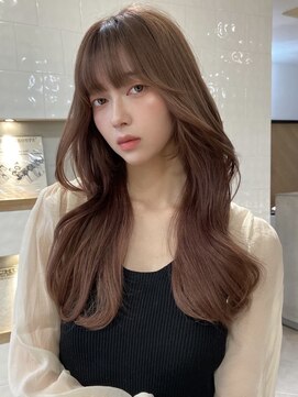 エヌアイ オモテサンドウ(ni omotesando) ☆ピンクベージュ ミディアムレイヤーカット 前髪カット☆