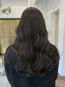 ヘアーアイスカルテット(HAIR ICI QUARTET) ブリーチなし×ショコラグレージュ◎暗髪透明感ウェーブロング