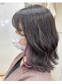 ピンク紫の派手めなインナーカラー♪