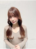 韓国前髪顔周りロング×デザインカラー[心斎橋/髪質改善]
