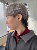 マッシュウルフ、メンズカット、ホワイトシルバー、ブリーチ