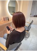 切りっぱなしボブ ブリーチなし レッドブラウン s
