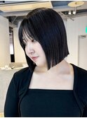 黒髪秋色透明感カラーボブルフワンレン_ba534361