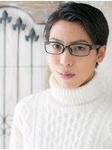 かき上げ七三分けブラックビジネスショートY上尾
