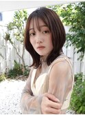 20代30代40代くびれミディアムレイヤー×ショコラベージュ