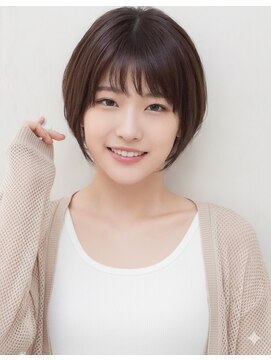 アース 大曽根店(HAIR&MAKE EARTH) earthショートレイヤーボブミルクティー丸みショートボブ