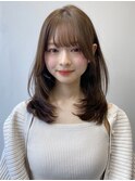 小顔 前髪 レイヤーカット ダークブルー ワンホンレイヤー "