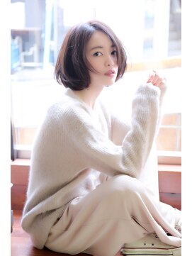 イグレックビス(igrek bis) IGREKBISジグザグバング×ブルージュ×3Ｄカラー×ミニマムボブ