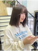 顔まわりカット/ブリーチなし透明感グレージュ　吉祥寺青木桜