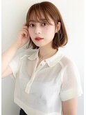 韓国風ボブ.耳掛け.韓国ヘア.韓国ボブ.ブラウンベージュ