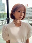 美髪こなれミディ外ハネボブ前髪艶感ボブ