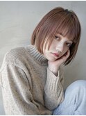 【GEEKS渋谷】レイヤーボブ/ショコラピンク/冬カラー/伸ばしかけ