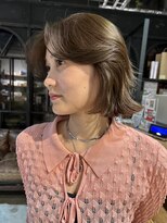 ボブヘアブリーチなしダブルカラーくすみベージュ
