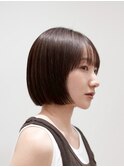 20代30代ミニボブ前髪あり前髪なし顔周りレイヤーカットオリーブ
