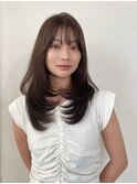 ロングレイヤー×オリーブベージュ