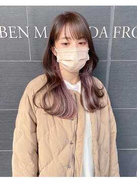 シレナバイアルティナ 辻堂店(sirena by artina) インナーカラー_ミルクティーピンク_暖色系カラー