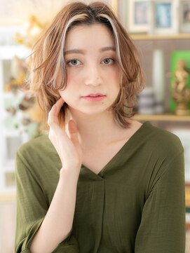カバーヘア イヴ 戸頭店(COVER HAIR EVE) インナーカラーセンターパートウルフミディa戸頭20代30代40代