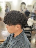 ツーブロマッシュ波巻パーマ