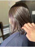 インナーカラー　透明感カラー　ペールパープル&グレージュ