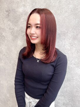 リズム バイ リンクス(Re:ism by Links) レイヤーカット×ワインレッドカラー