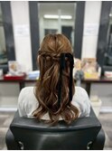 リボンハーフアップ