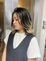 前髪　マルチボブ　ピンクベージュ　インナーグレージュ　ウルフ